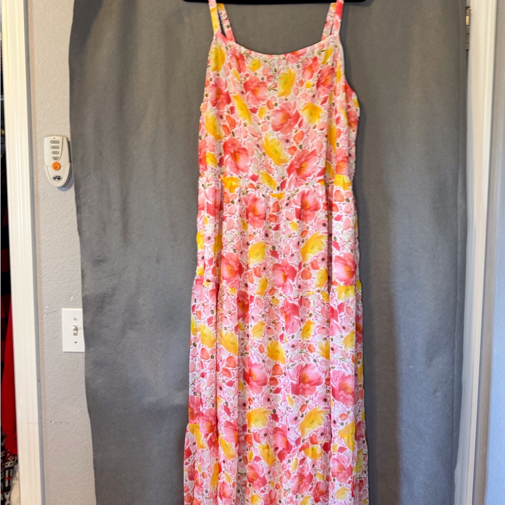 Lane Bryant Pink and Yellow Smocked Dress. Excellent Condition.